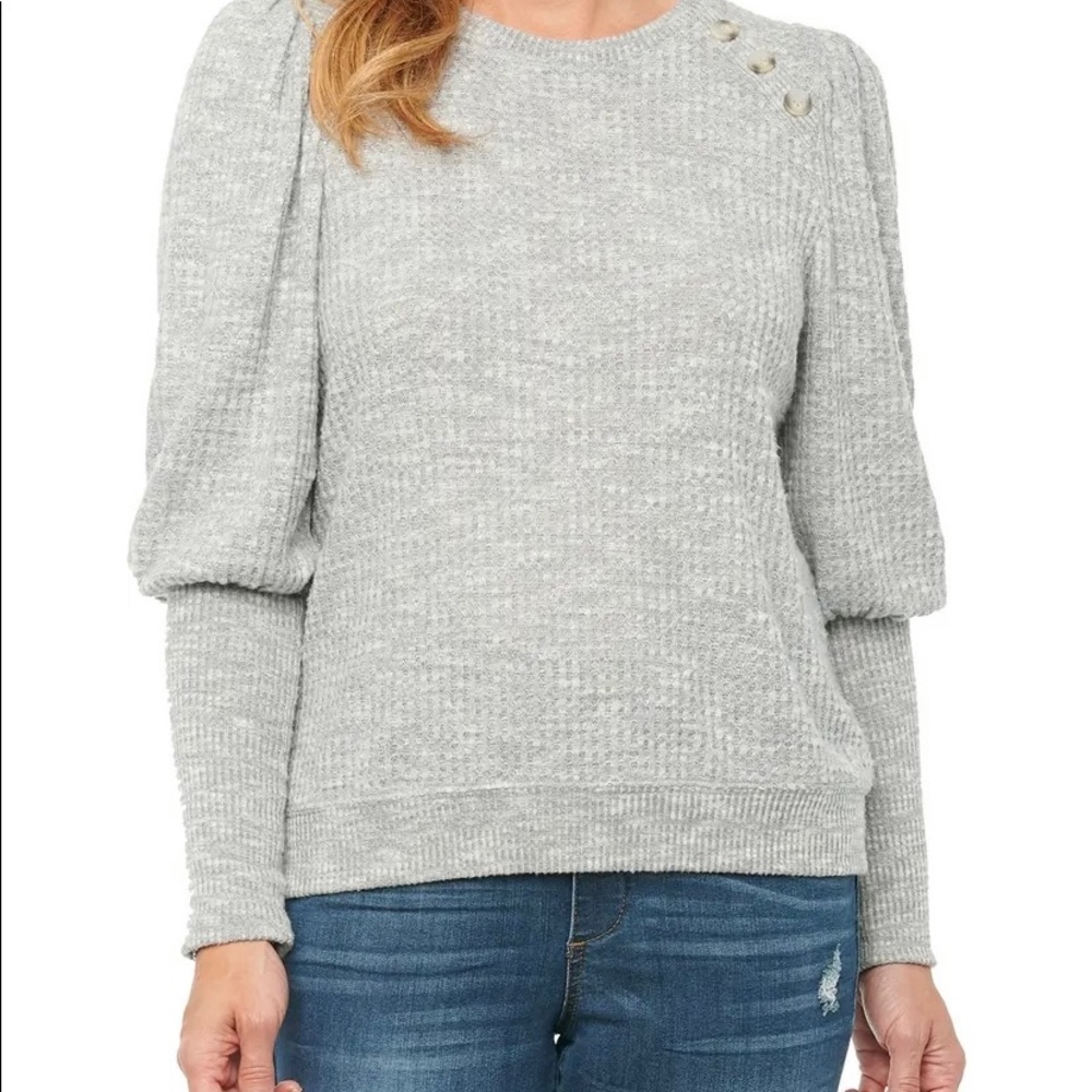 Wit &Wisdom Puff Sleeve Textured Knit Top Size S